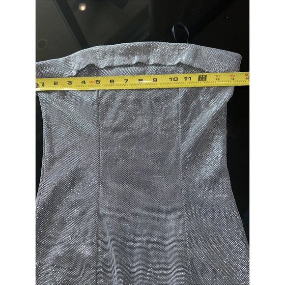 Silver Sparkly Tube Mini Dress With Side Slit - Picture 7 of 8